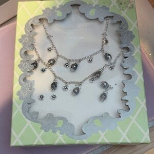 Elegant Silver Necklace Bracelet and Earring Set